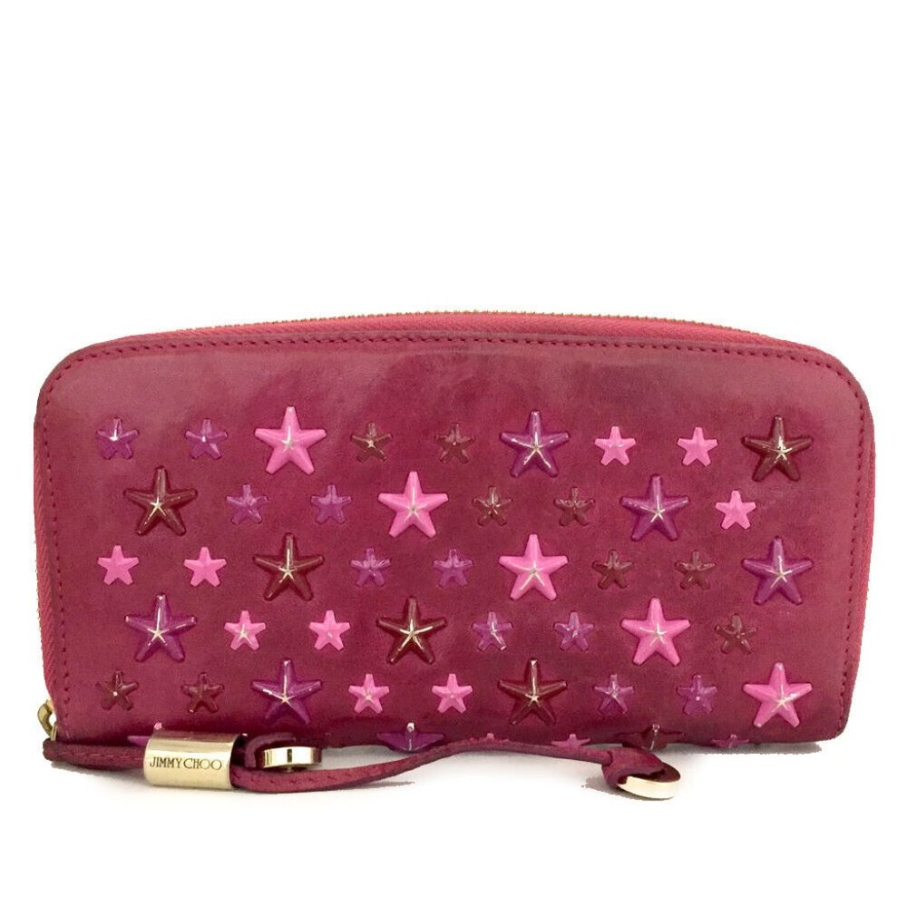 Jimmy Choo Filipa Star Studded Leather Zip Around Long Wallet /1E8459